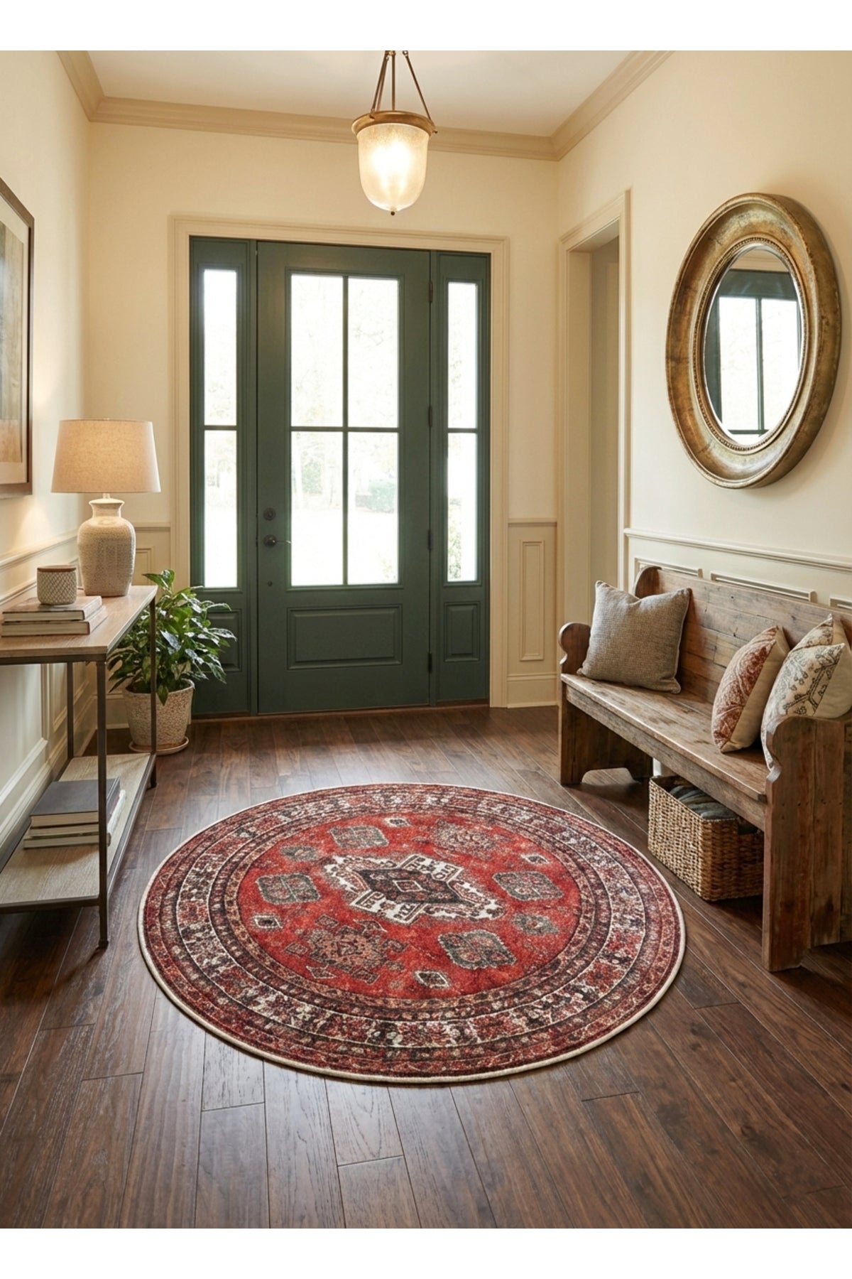 Kilim Motif Classic Non-Slip Base Round Rug