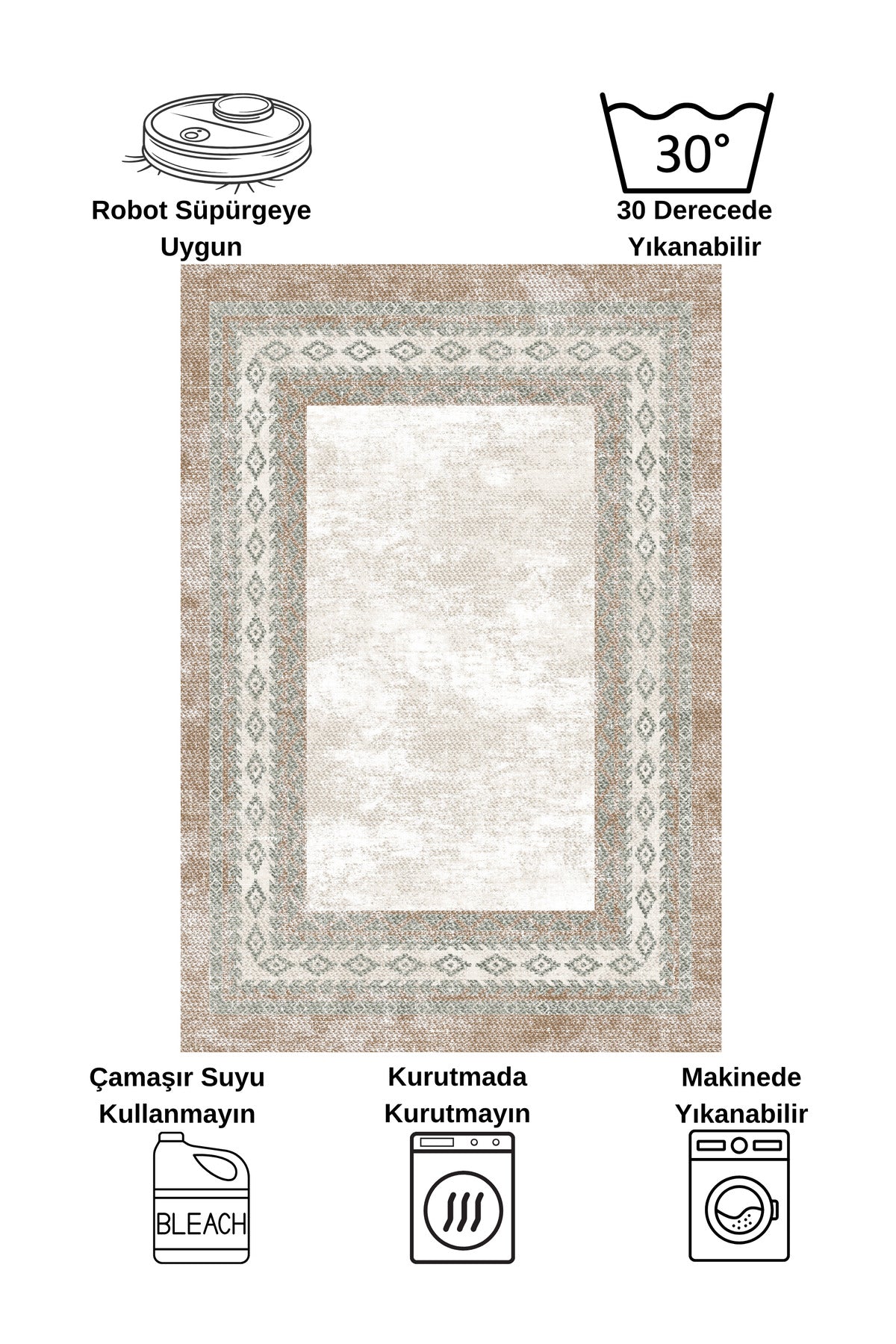 GRAY-BROWN Jute Sisal Look Latex Base Rug