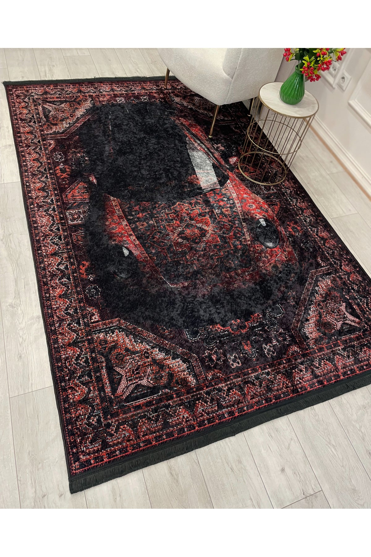 Vintage Car Pattern Latex Base Rug