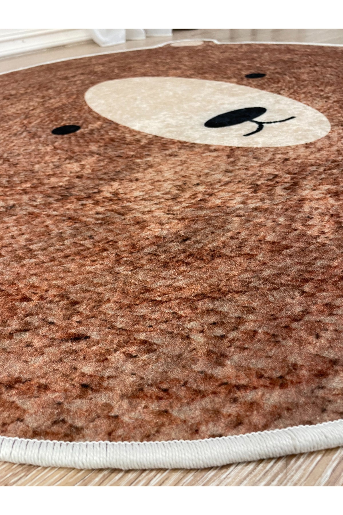 Cute Bear Themed Jute-Look Children's Rug - Brown