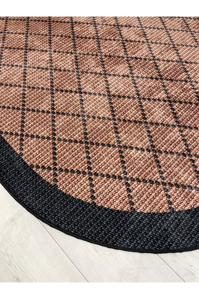 GREEN-BROWN Jute Sisal Look Bordered Non-Slip Base Runner Rug