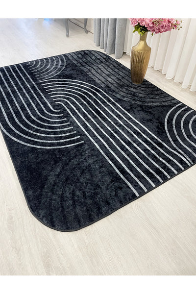 Beige Scandinavian Style Latex Non-Slip Base Rug