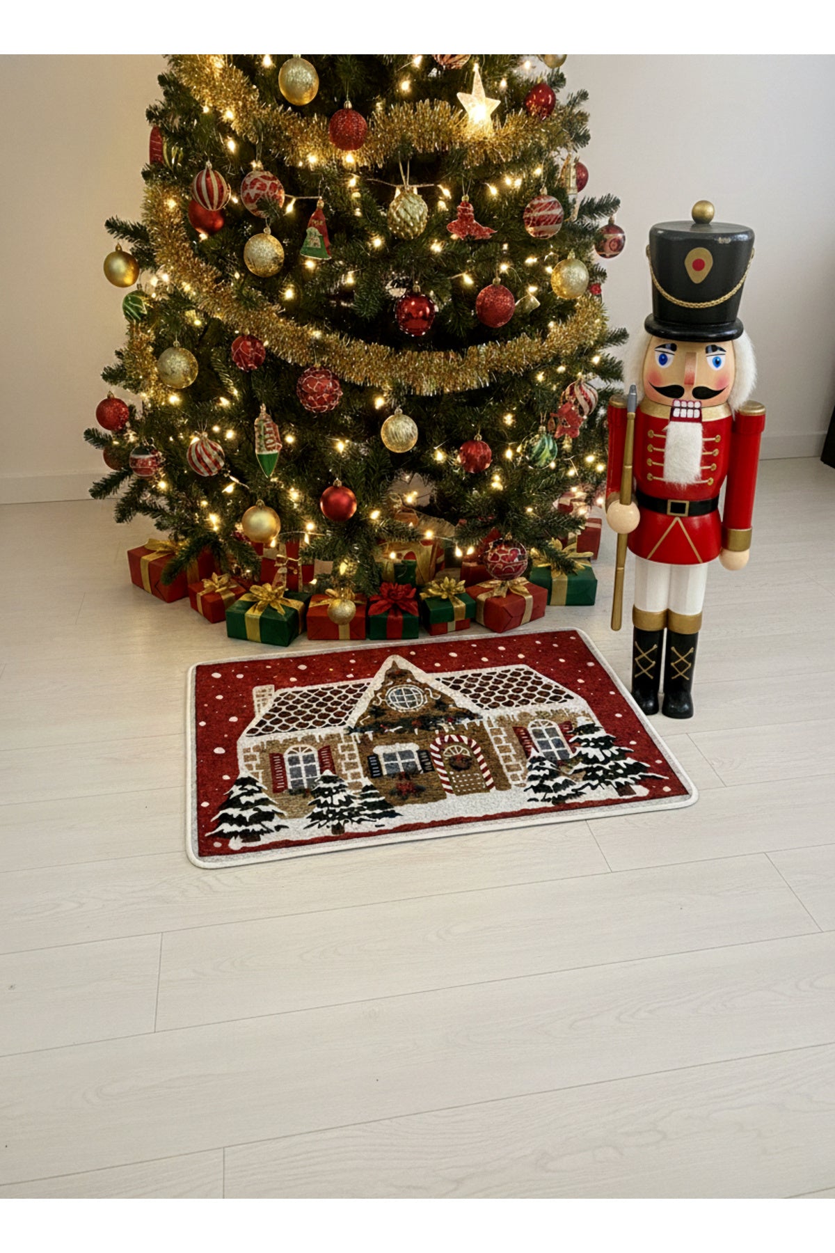 Christmas-Themed Doorstep Tree Skirt Mat Red (60x90)