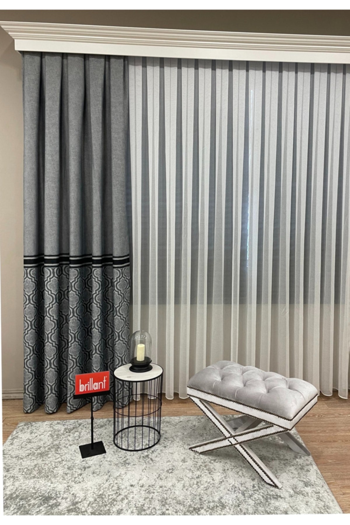 Blackout Room Darkening Printed Damask Pattern 1/2.50 Pleated Curtain Panel