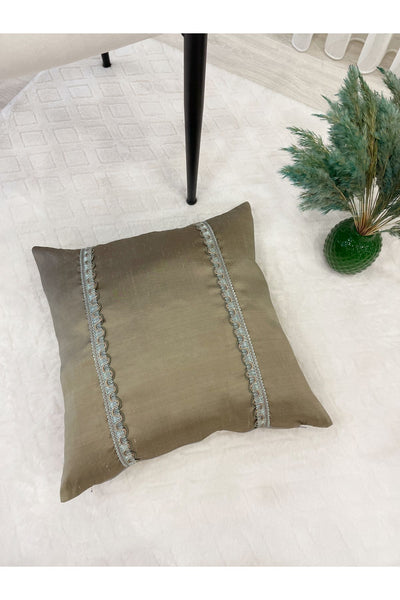Imported Silk Cushion Pillow Cover with Cord (45x45) (Gold Color)