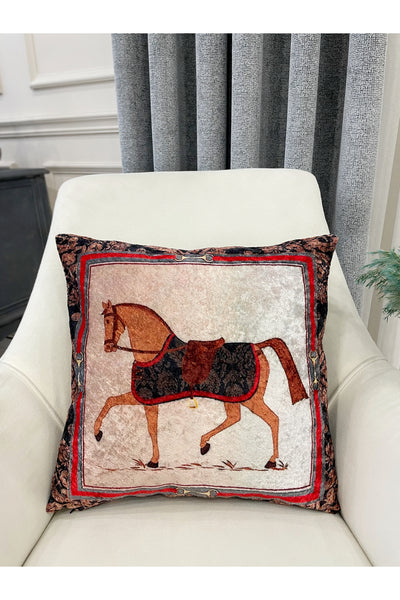 Horse Pattern Velvet Cushion 45x45