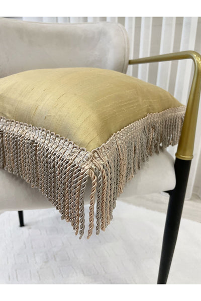 İthal Ipek (SİLK) Kırlent Yastık Kılıfı Kordonlu (45X45) ( Gold Sarı Renk)
