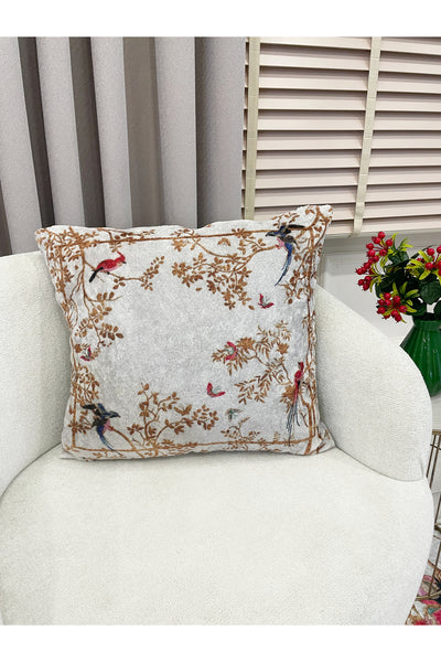 GRAY - Embroidery Look Bird Print Latex Base Runner Rug