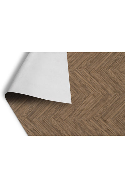 1 Meter Wide - PARQUET PATTERN BROWN - PVC Floor Covering - Felt-Backed Thick - Floor Flooring Mineflo