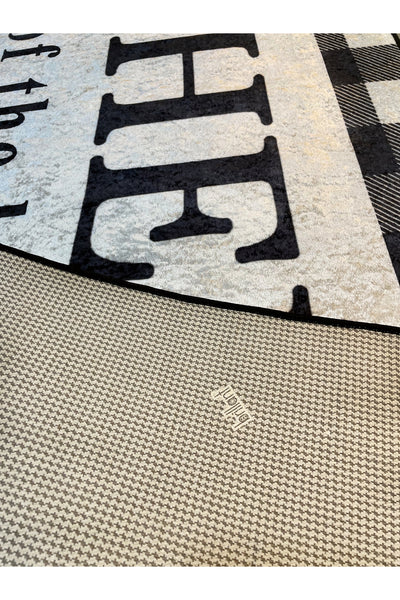 Beige Black Kitchen Latex Leather Base Kitchen Rug