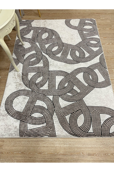 Hook Pattern Modern Design Latex-Backed Rug
