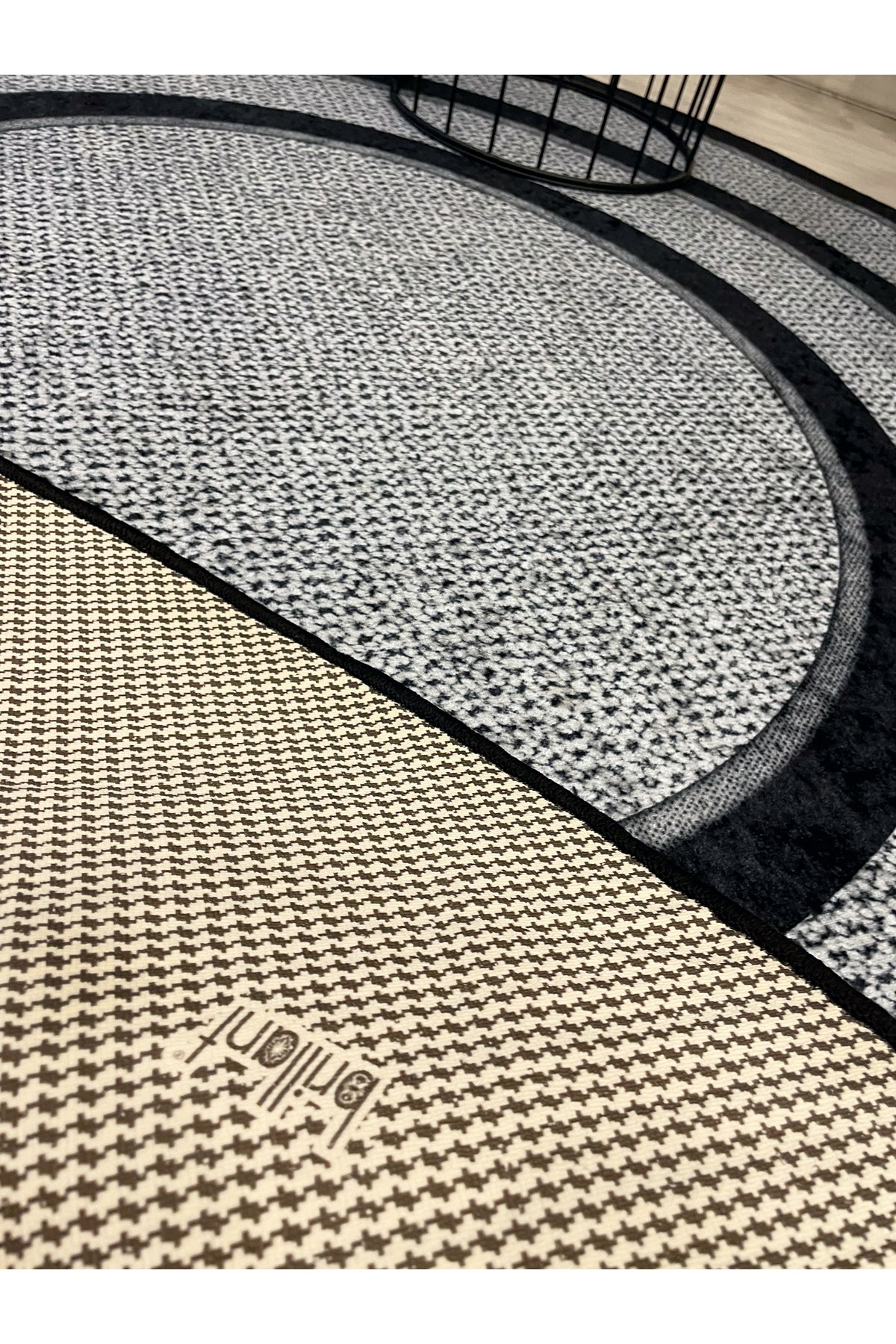 Jute Sisal Bordered Look Decorative Rug - Brown - Black