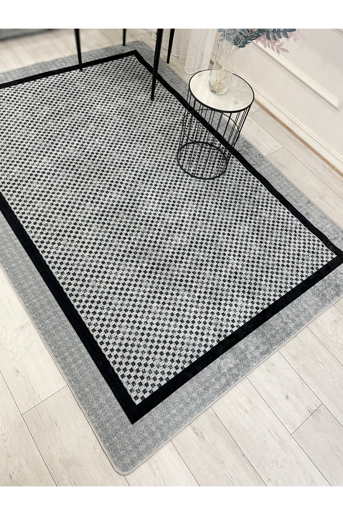 GRAY Jute Sisal-Look Bordered Non-Slip Base Runner Kitchen Rug