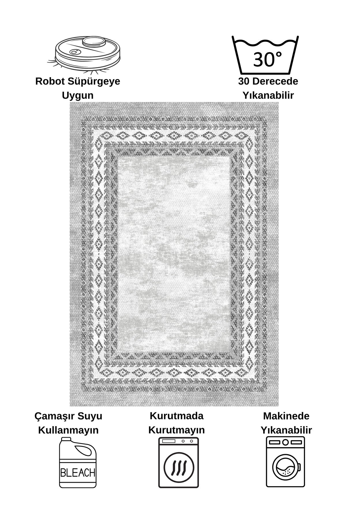 GRAY-BROWN Jute Sisal Look Latex Base Rug