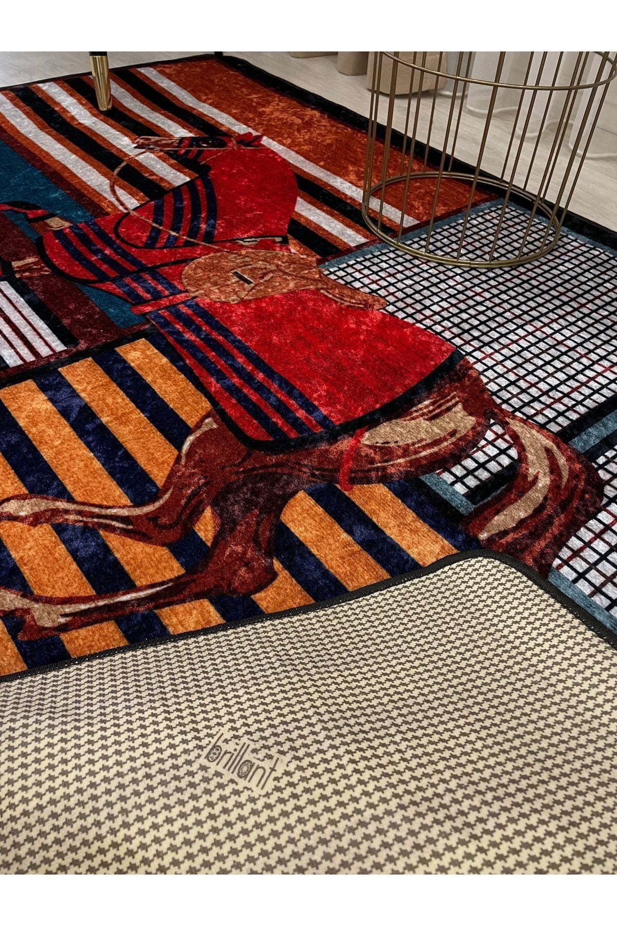 Multicolor Horse Print Latex Leather Rug