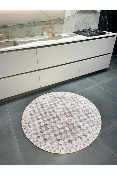 Gray Mackenzie-Style Plaid Latex Base Runner Rug