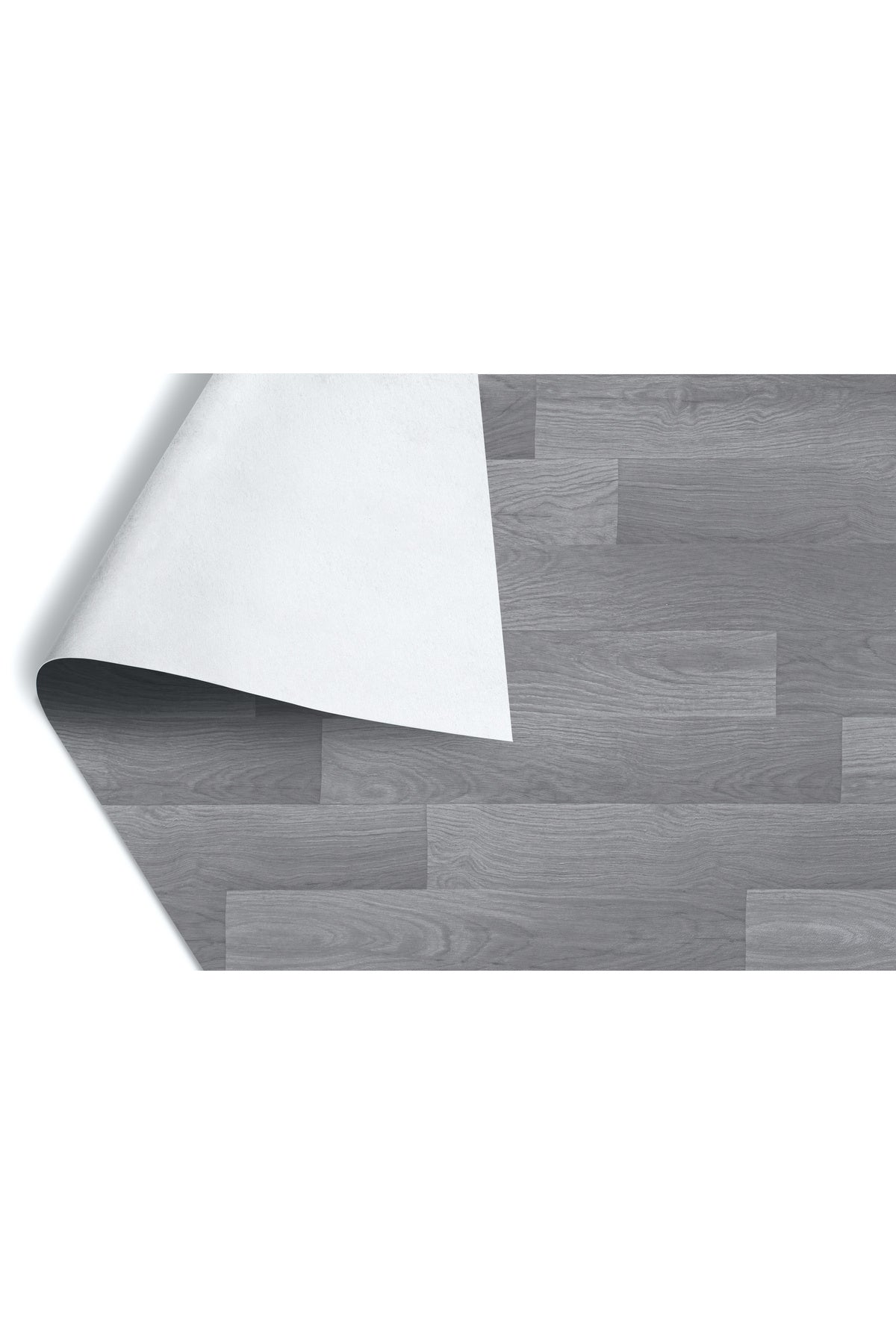 2 Meter Width - Narrow Parquet Pattern Dark Gray - PVC Floor Covering - Thick Felt-Backed - Floor Mat Mineflo