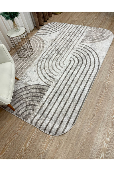 Beige Scandinavian Style Latex Non-Slip Base Rug