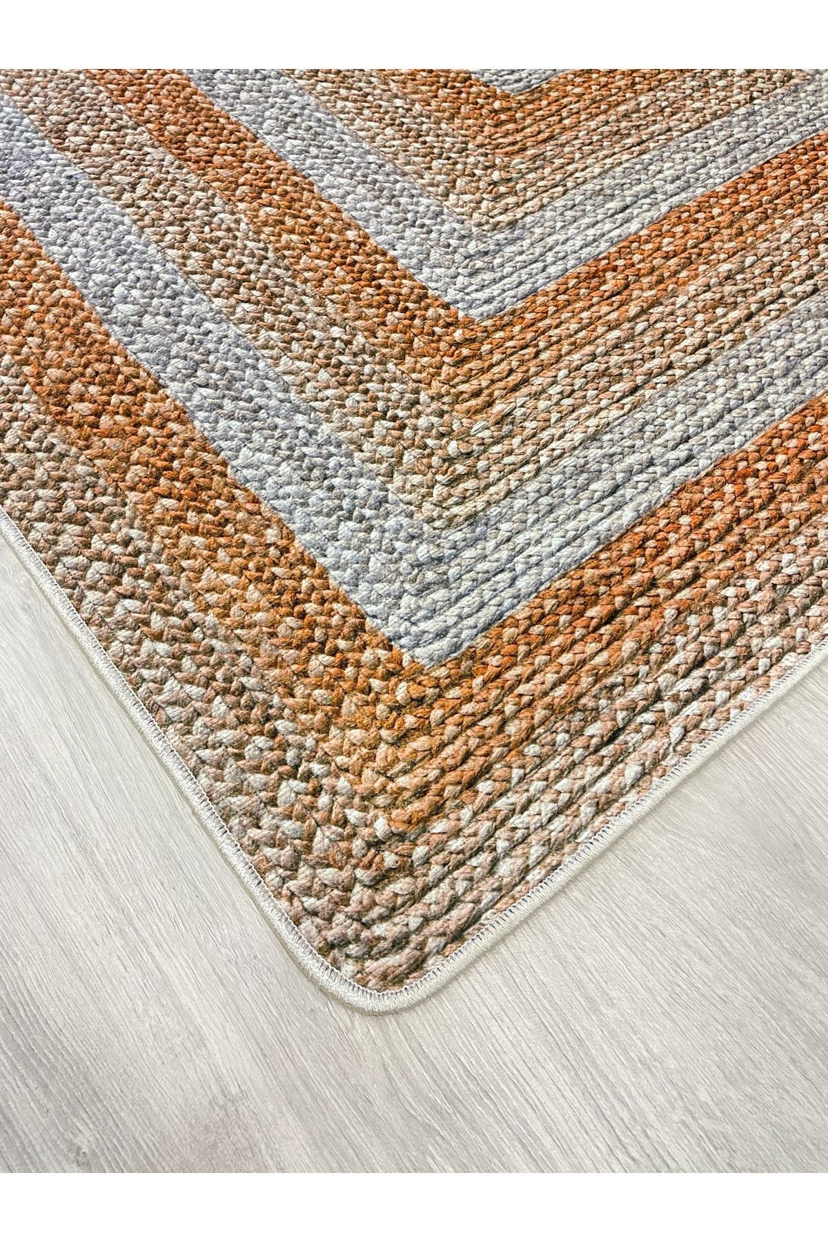 Jute Sisal Bordered Woven Base Rug - Brown - Gray