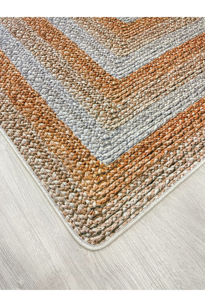 Jute Sisal Bordered Woven Base Rug - Brown - Gray
