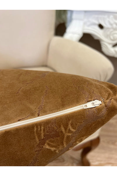 Set of 2 Velvet Throw Pillow Covers Ecru-Silver Foil (45X45)