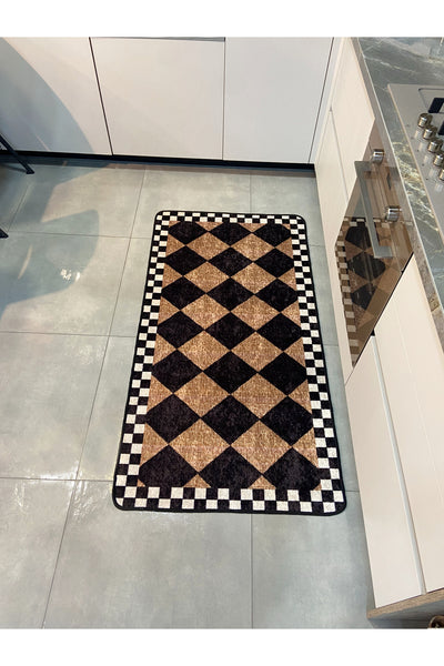 Jute Sisal Look Checkered Leather Base Rug
