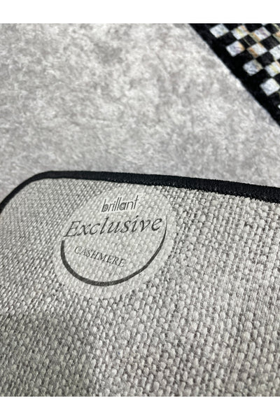 Melany Checkered 2-Piece Latex Base Bathroom Mat Set (60x80 - 60x40) Gray-Black