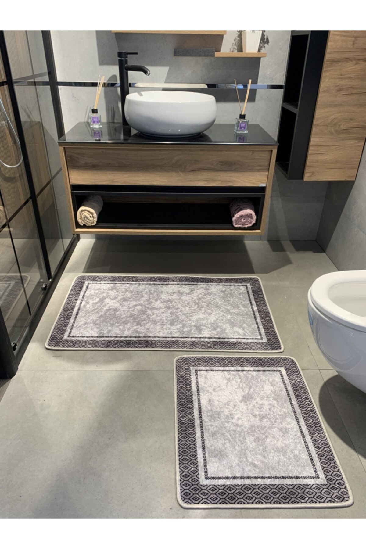 Lowen Model 2'li Lateks Taban Banyo Paspas Takımı (60X100 - 60X50)