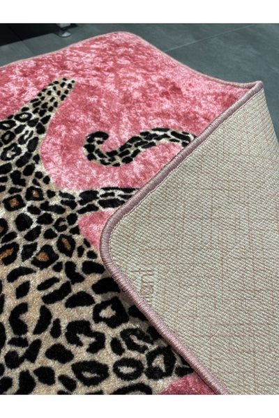 Leopard Pattern Washable 60x100 Single Bath Mat - Purple