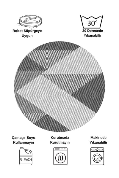 Gray Geometric Pattern Non-Slip Base Runner Rug