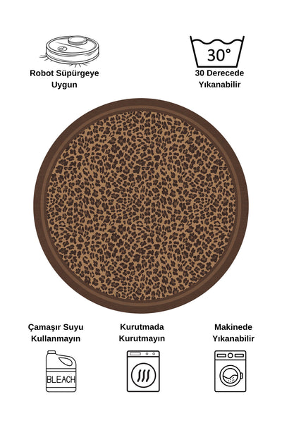 Leopard Pattern Oval Latex Leather Rug