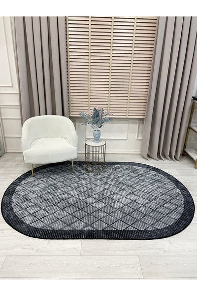 GREEN-BROWN Jute Sisal Look Bordered Non-Slip Base Runner Rug