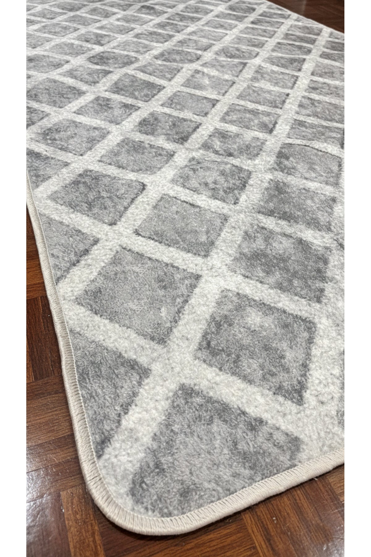Diamond Pattern Beige Non-Slip Base Kitchen Rug