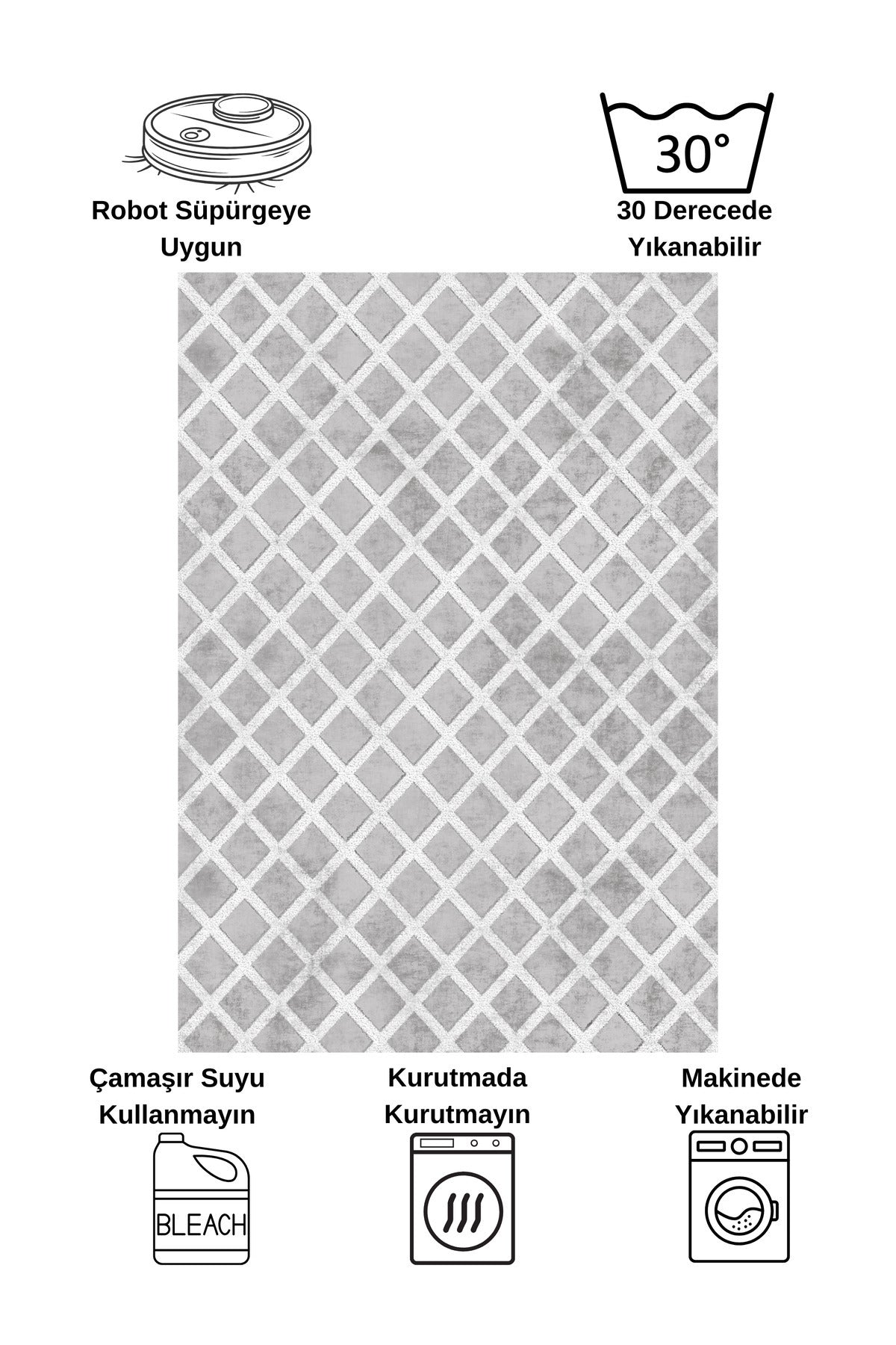 Diamond Pattern Beige Non-Slip Base Kitchen Rug