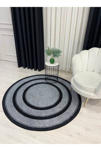 Jute Sisal Bordered Look Decorative Rug - Brown - Black