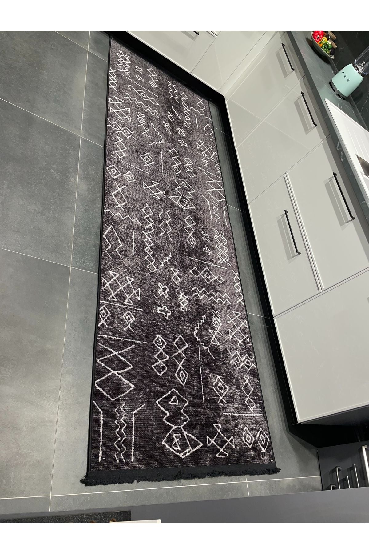 BEIGE Ethnic Patterned Latex Base Kitchen Rug