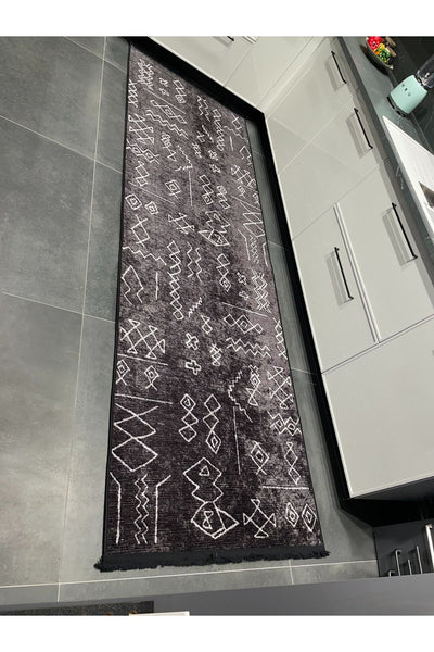 BEIGE Ethnic Patterned Latex Base Kitchen Rug