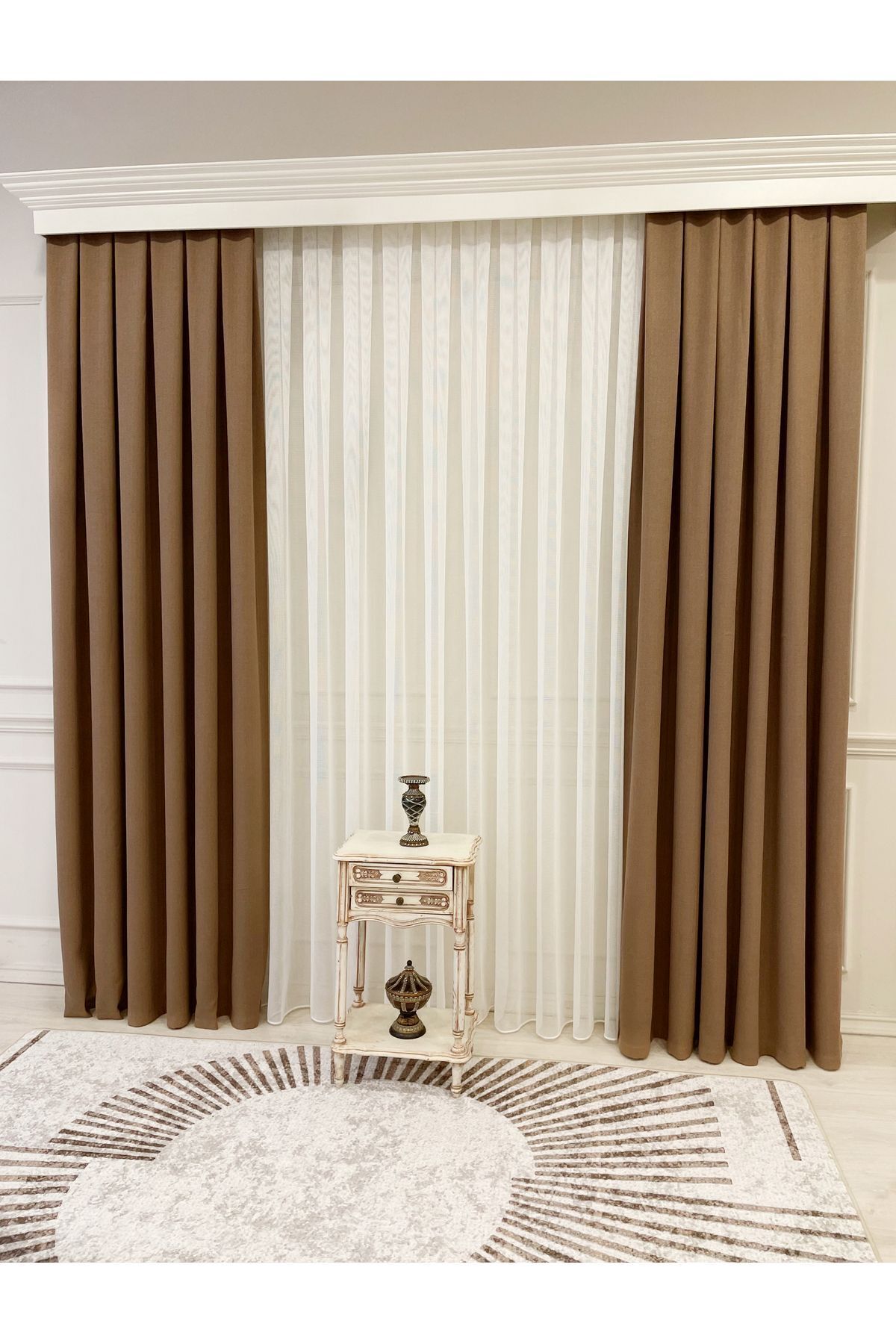 Stone Grey 1/3 Tight Pleat Linen-Look Blackout Curtain