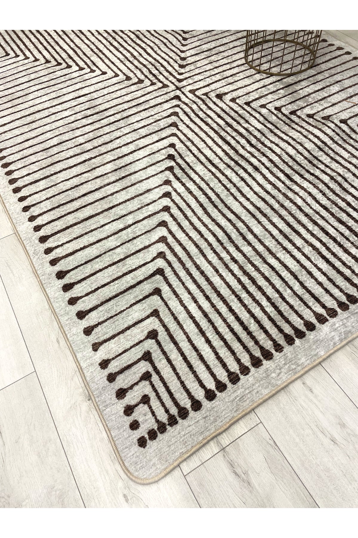 Terracotta Color Chenille-Look Design Runner Kitchen Rug