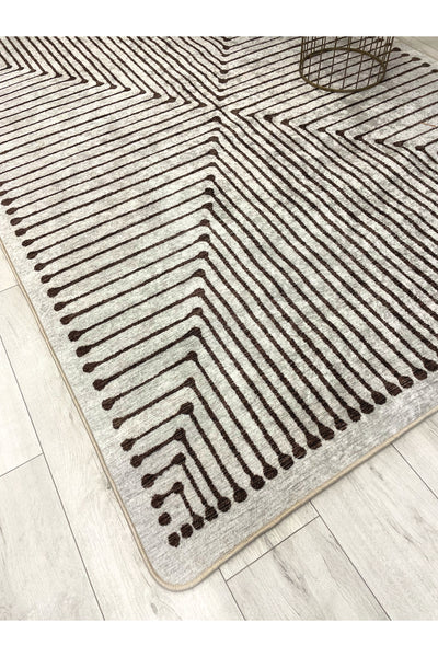 Terracotta Color Chenille-Look Design Runner Kitchen Rug