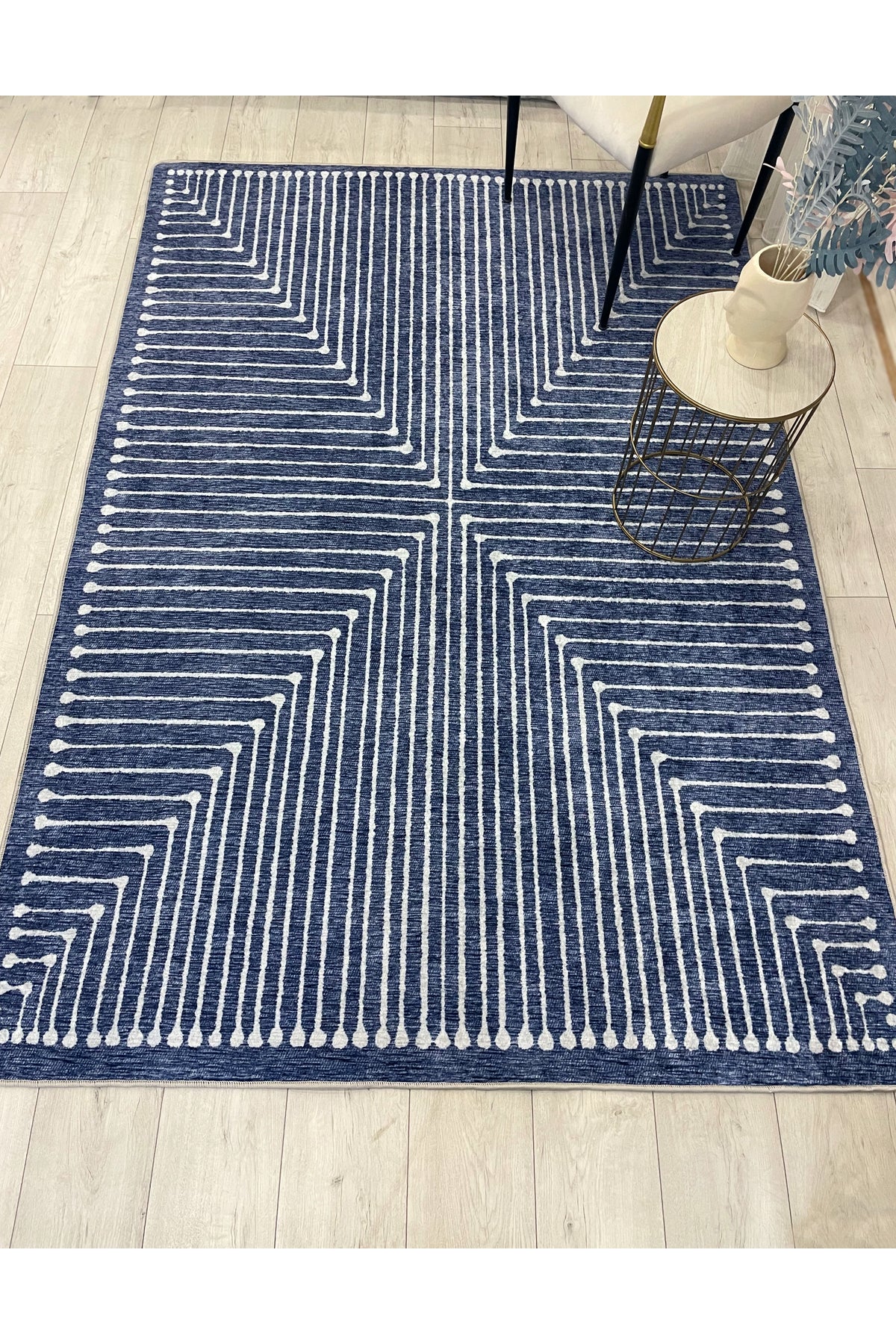 Terracotta Color Chenille-Look Design Runner Kitchen Rug