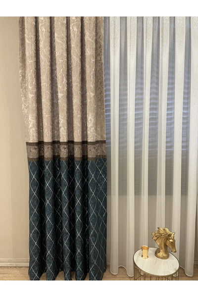 Liva Alita Model 1/2.50 Pleated Blackout Curtain Navy-Gray