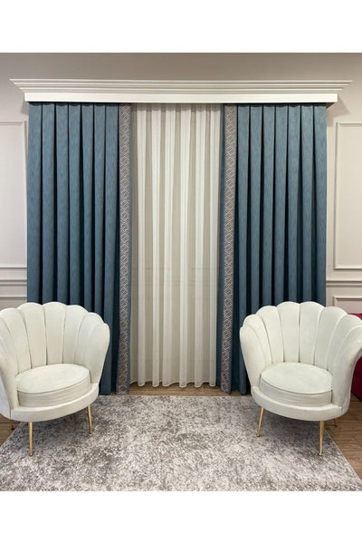 Jacquard 1/3 Dense Pleat Bordered Panel Print Blackout Curtain - Light Gray