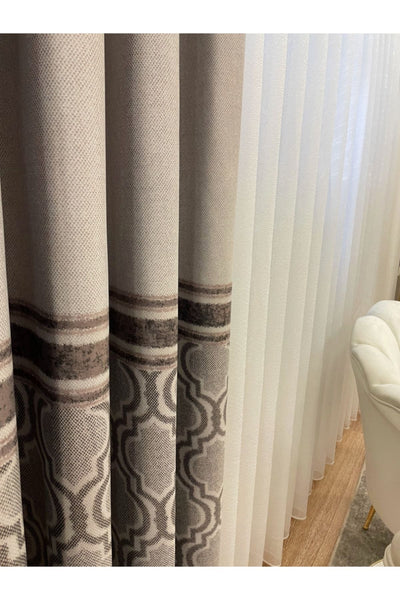 Blackout Room Darkening Printed Damask Pattern 1/2.50 Pleated Curtain Panel