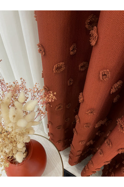 Blue Children's Room Pompom Puffy Blackout Curtain 1/3 Dense Pleating