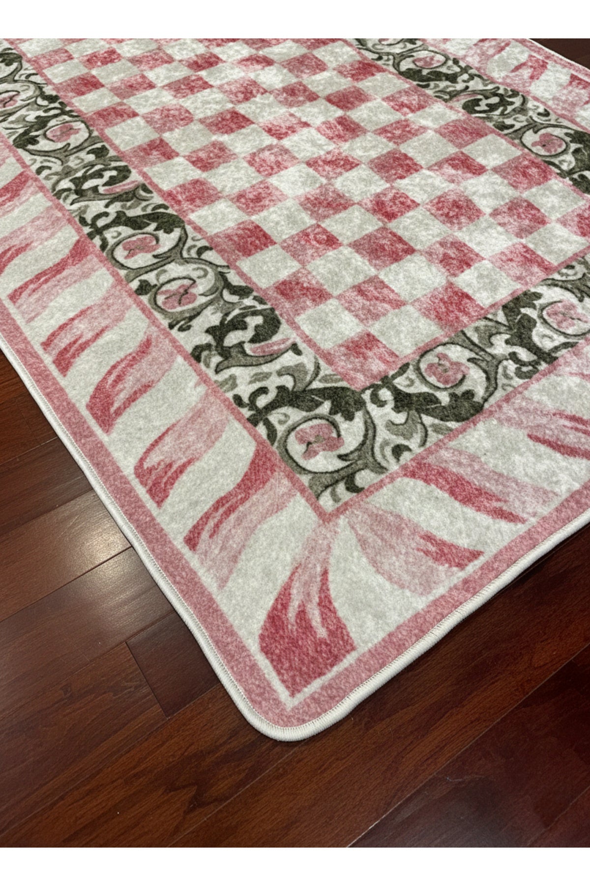 Pink - Mackenzie Style Checkered Kitchen Entryway Runner Rug