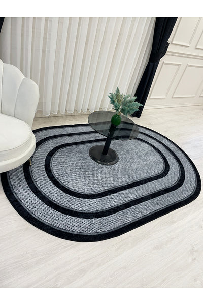 Jute Sisal Bordered Look Decorative Rug - Brown - Black