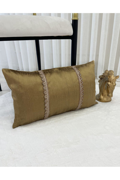 Imported Silk Cushion Pillow Cover with Cord (30x50) (Gold Color) - Classic