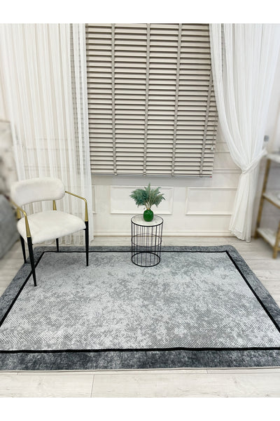 GRAY Jute Sisal-Look Bordered Non-Slip Base Runner Kitchen Rug