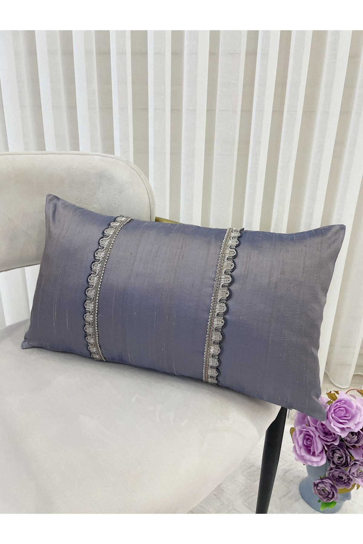 Imported Silk Cushion Pillow Cover with Cord (30x50) Oil Green